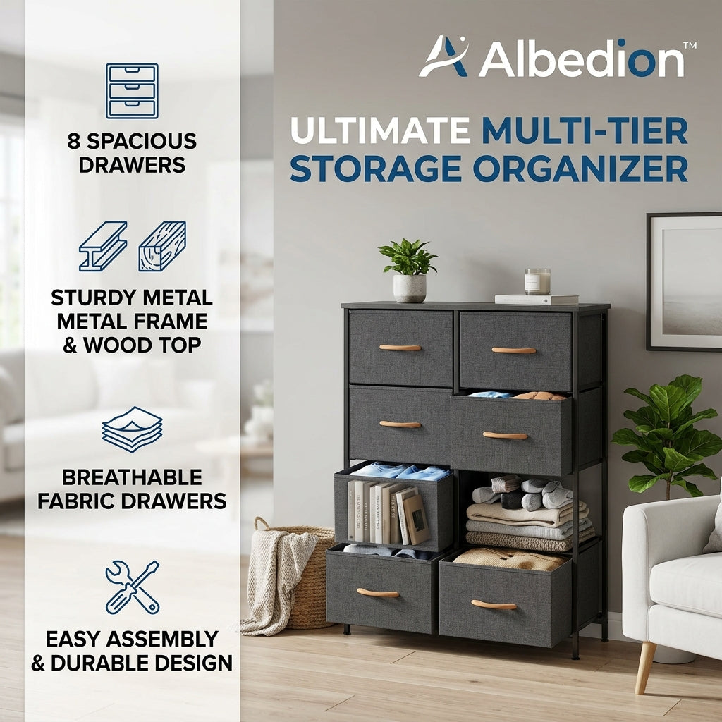 Albedion™ HavenStack 8-Drawer Fabric Storage Chest