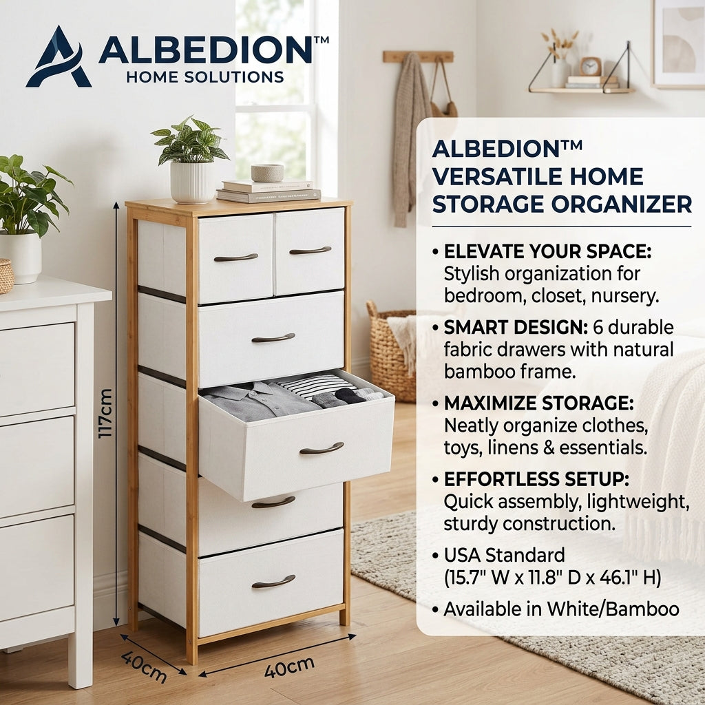 Albedion™ HavenStack 6-Drawer Fabric Storage Tower