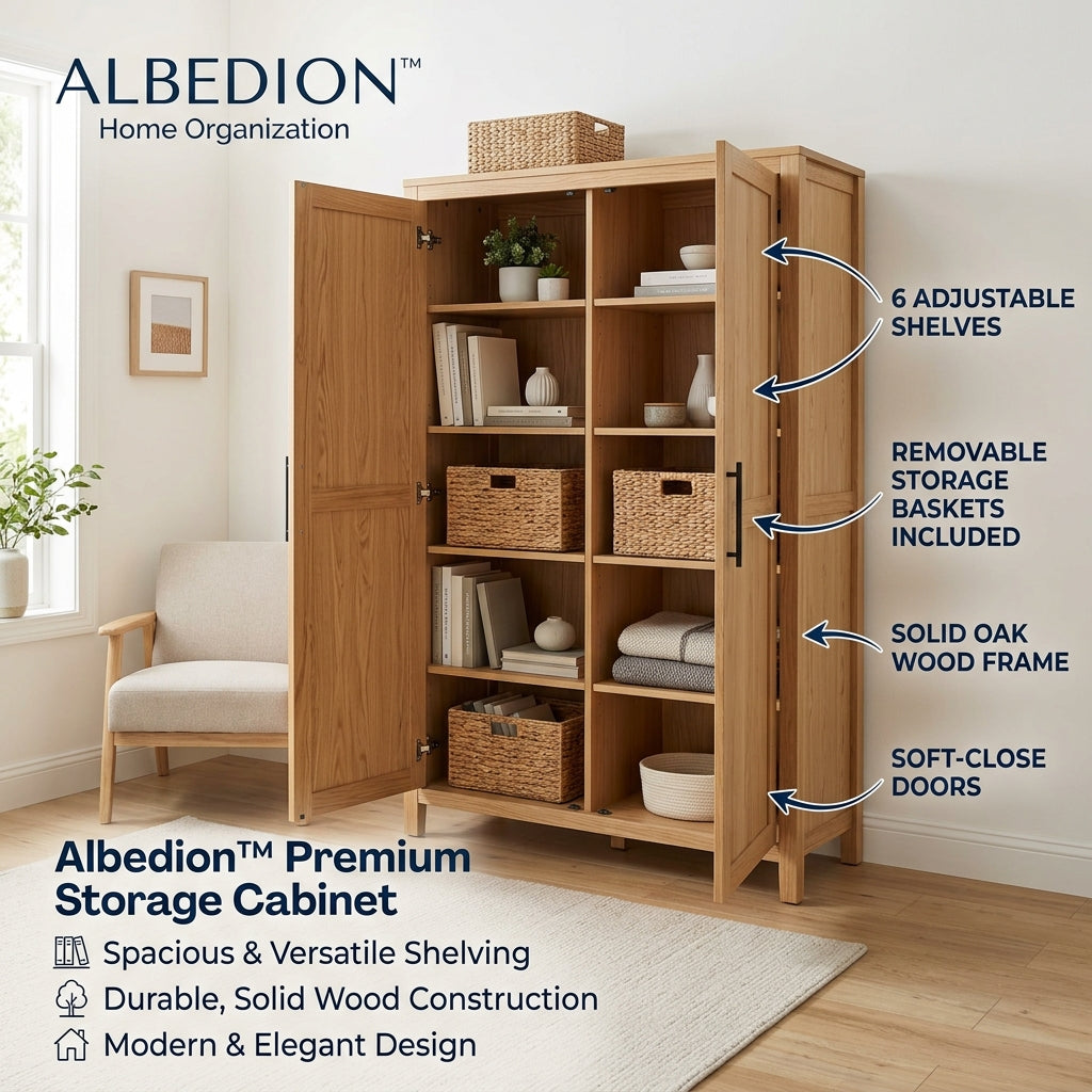 Albedion™ Oak Haven Storage Cabinet with Adjustable Shelves